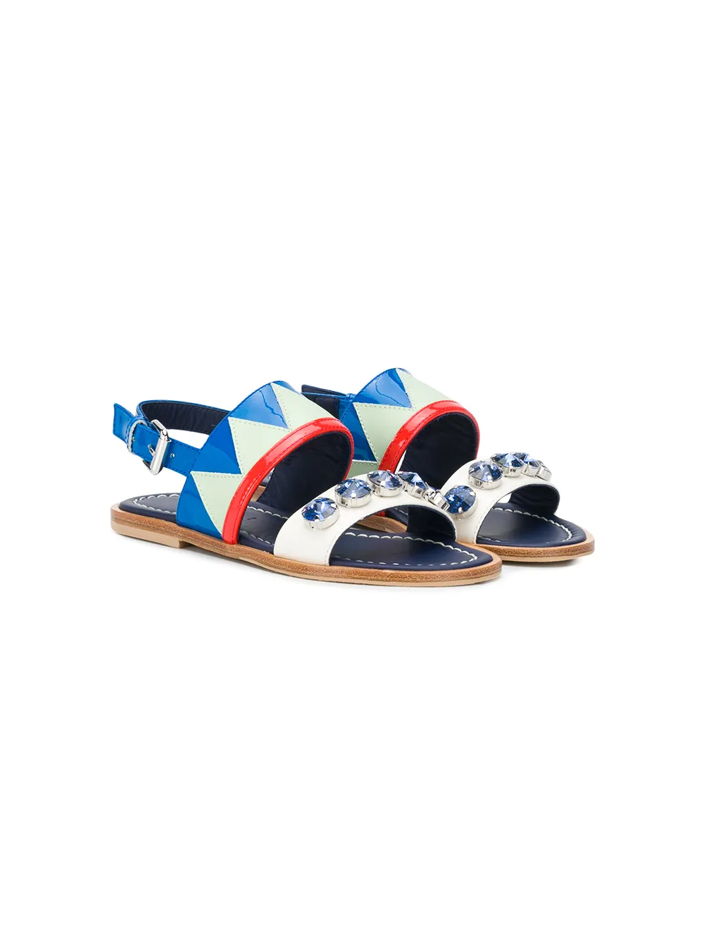 Marni Kids' Embellished Slingback Sandals In Blue