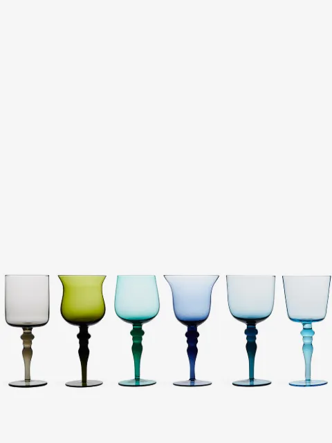 Bitossi Home set seis copas de vino con tallo esculpido