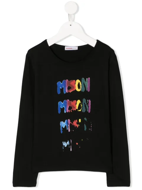 Missoni Kids camiseta con estampado del logo envejecido