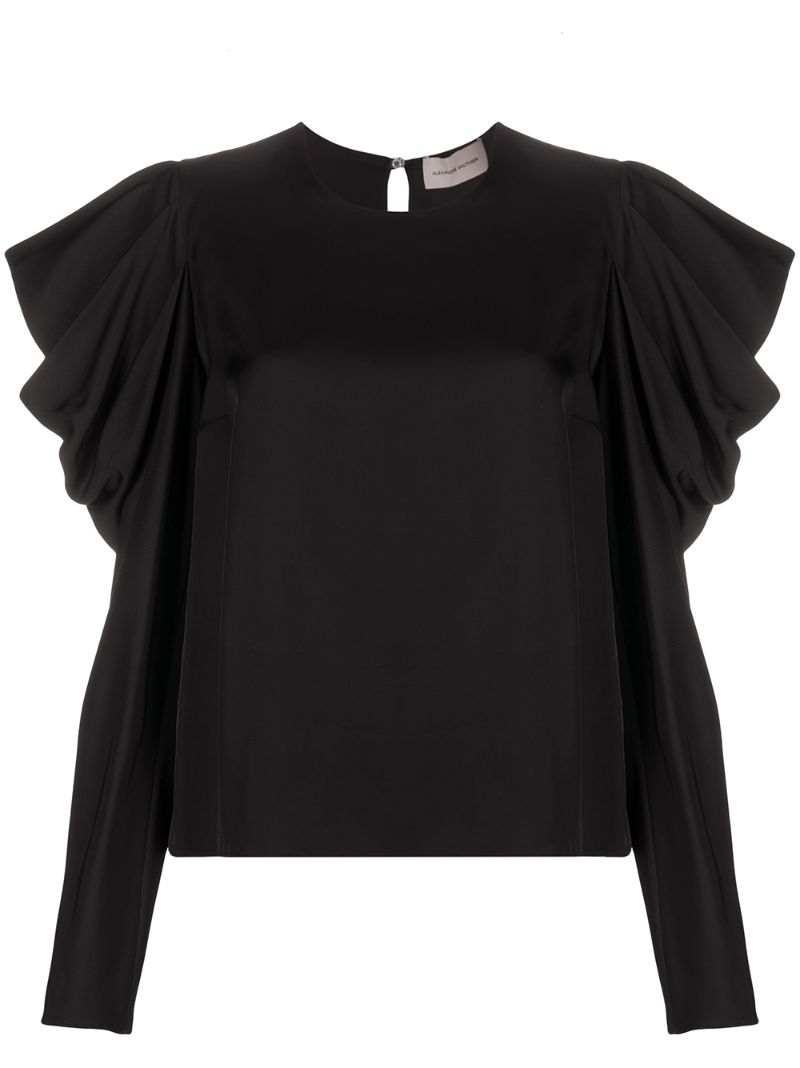 Alexandre Vauthier Draped Sleeve Top In Black