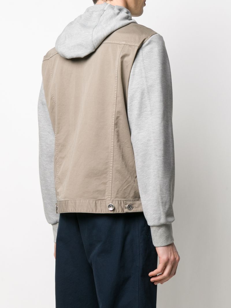 Shop Eleventy Hooded Denim Jacket In Grey