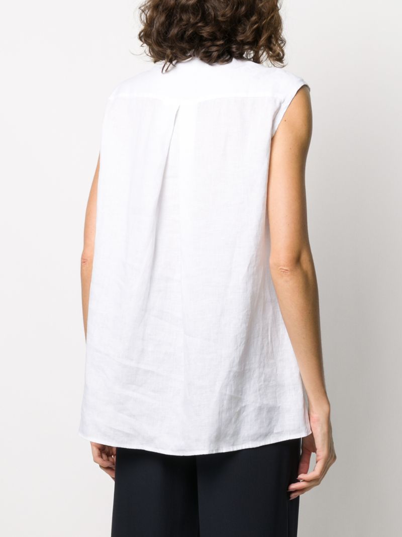 Shop Aspesi Sleeveless Placket Blouse In White