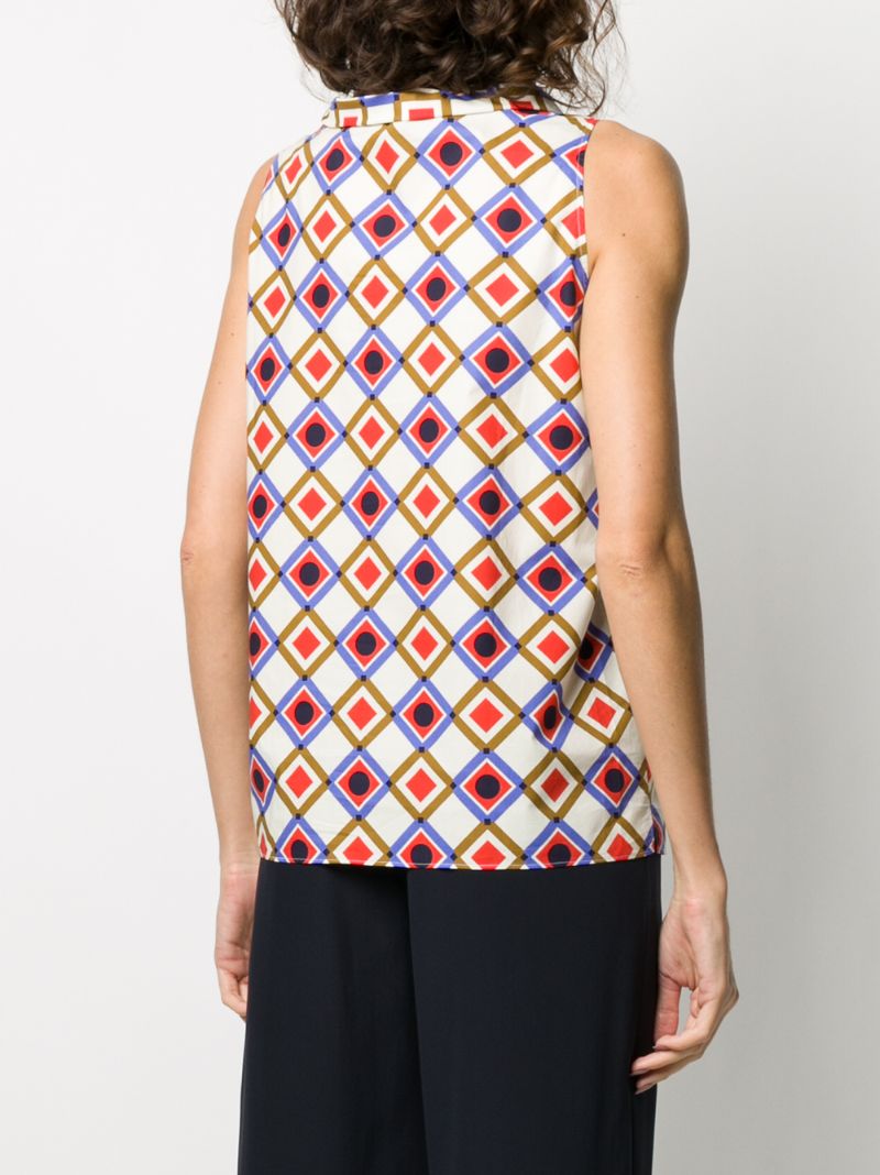 Shop Aspesi Geometric Printed Cotton Blouse In Neutrals