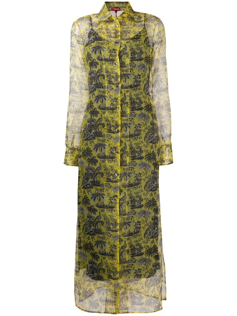 Shop Staud Frank Sheer Maxi Dress In Yellow