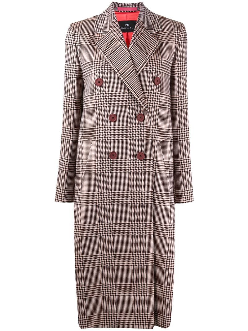 Ps By Paul Smith Check Print Coat In Neutrals