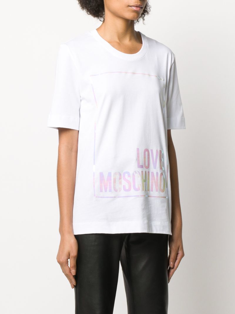 Shop Love Moschino Logo Print Short Sleeve T-shirt In White