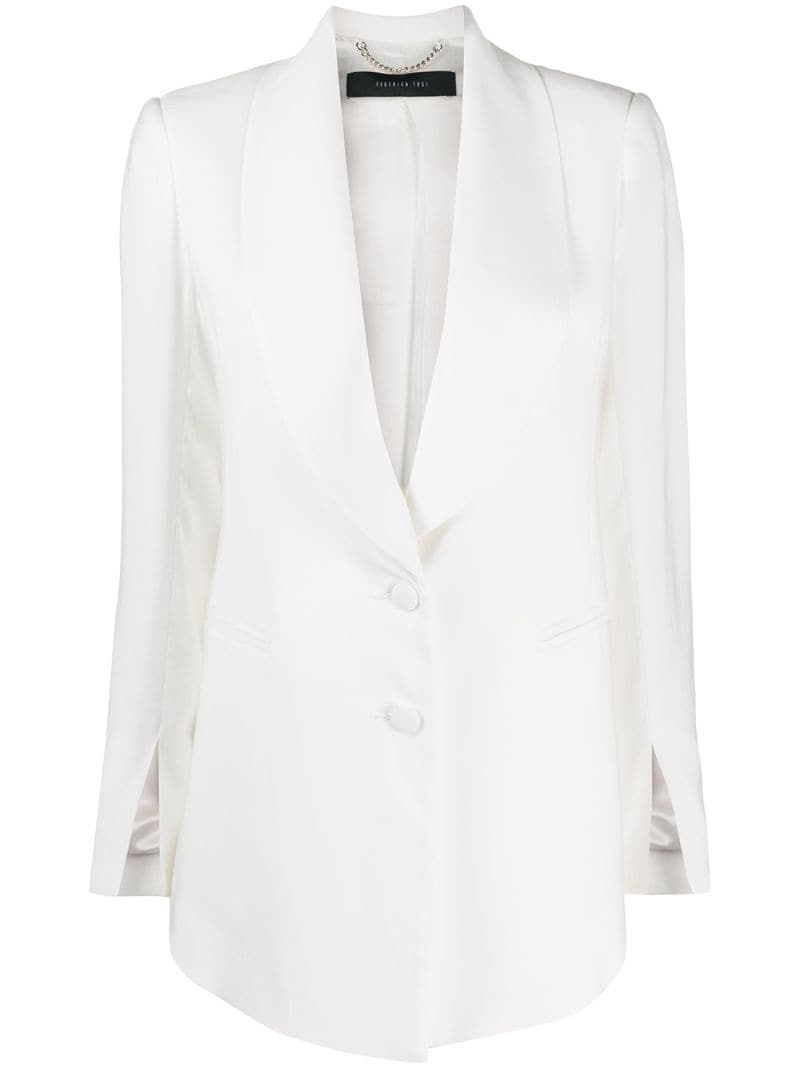 Federica Tosi Single Breasted Tuxedo Blazer In White
