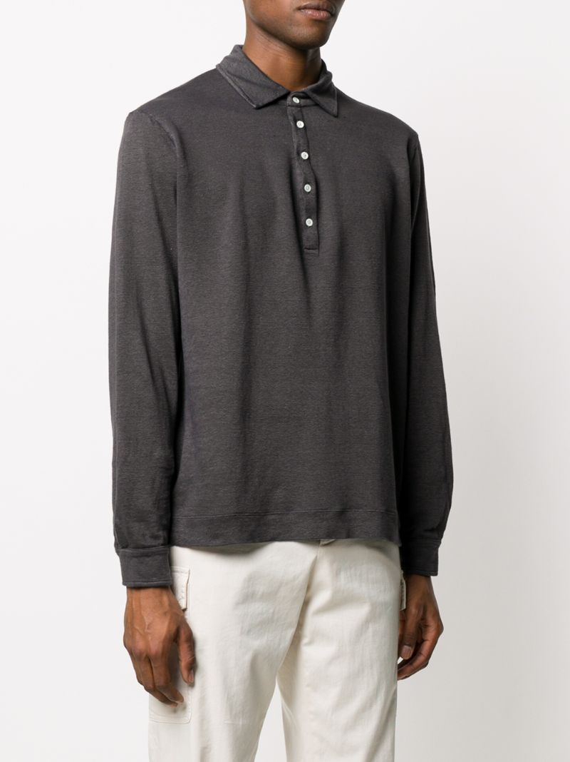 MASSIMO ALBA LINEN LONG SLEEVE POLO SHIRT 