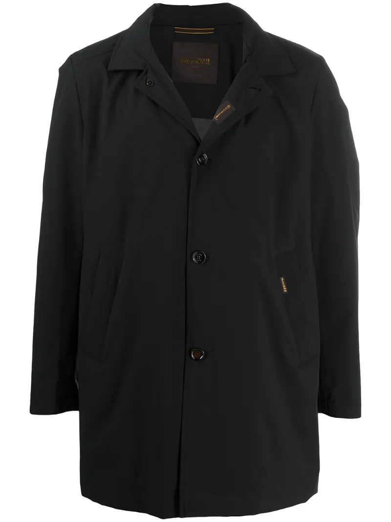 Moorer Back Slit Single-breasted Coat In Blue