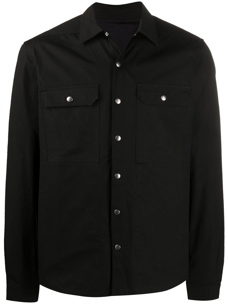 Shop Rick Owens Geometric Print Shirt-jacket In Black