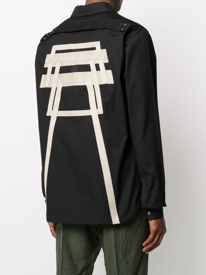 Shop Rick Owens Geometric Print Shirt-jacket In Black