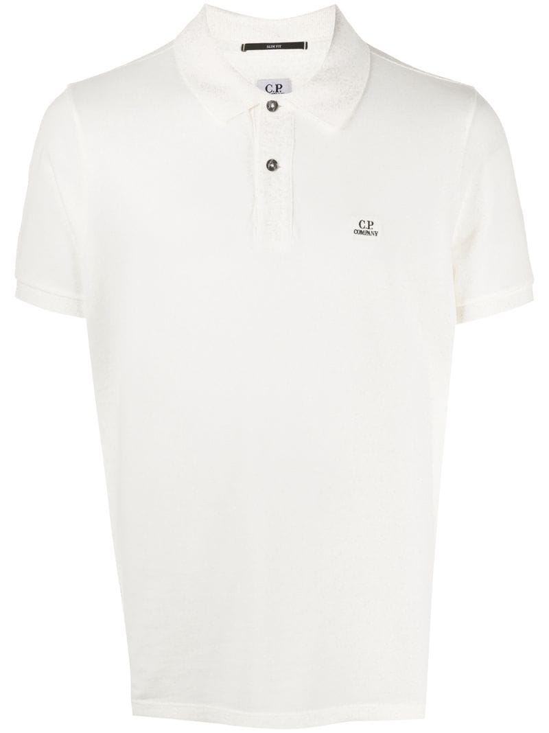 C.p. Company Logo-embroidered Short-sleeved Polo Shirt In Neutrals