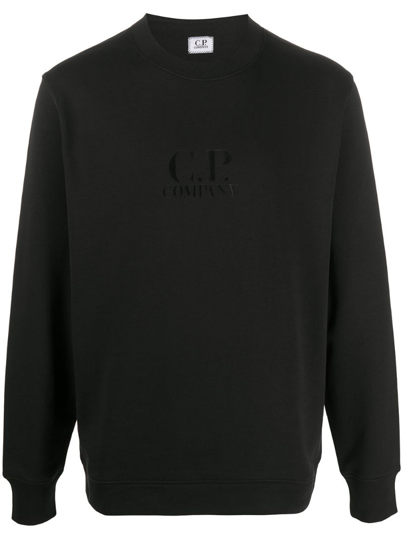 C.p. Company Printed-logo Crew Neck Sweatshirt In Black