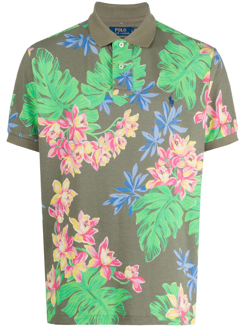 Polo Ralph Lauren Floral Print Polo Shirt In Green