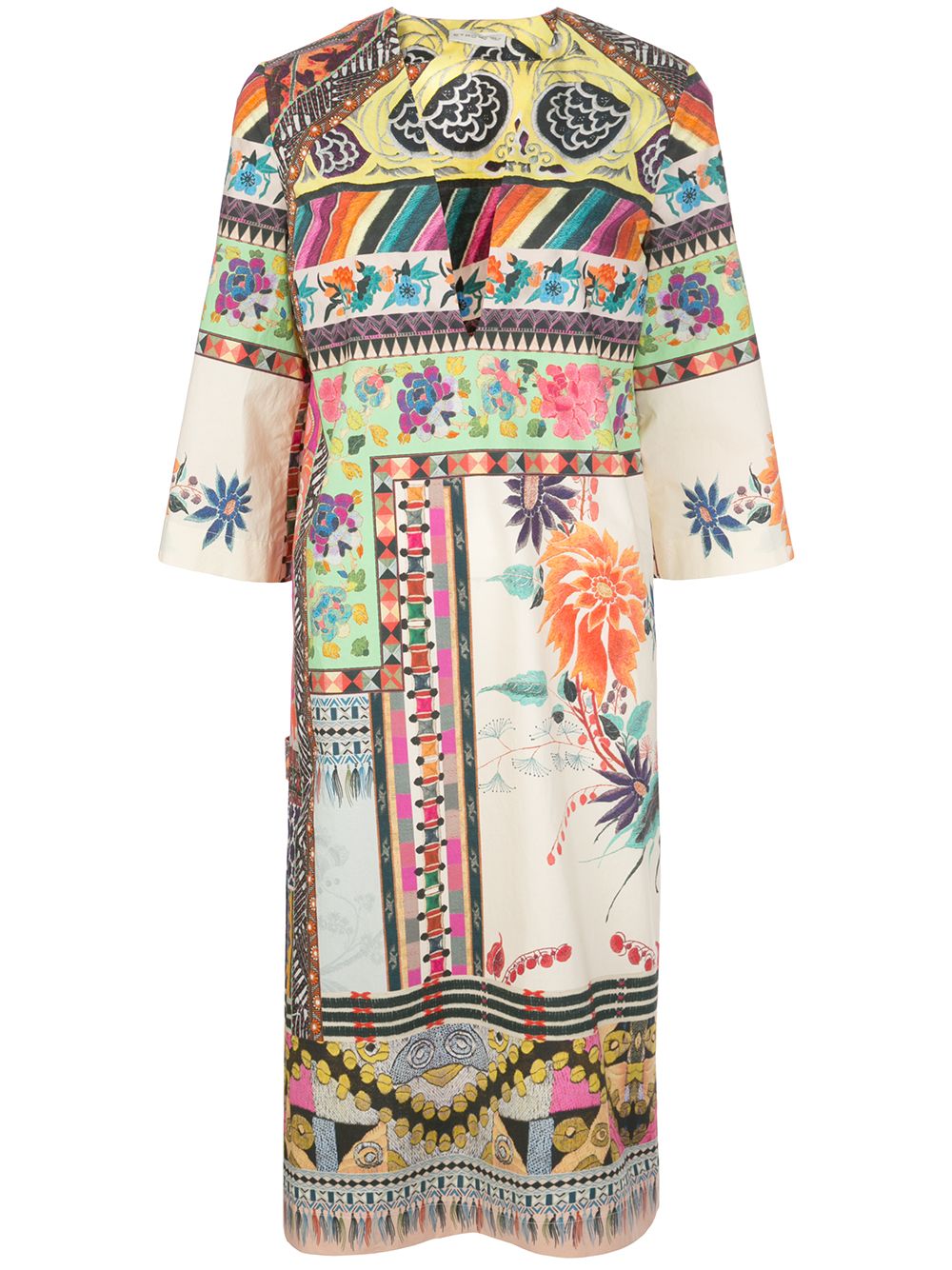 ETRO PRINT-MIX V-NECK DRESS