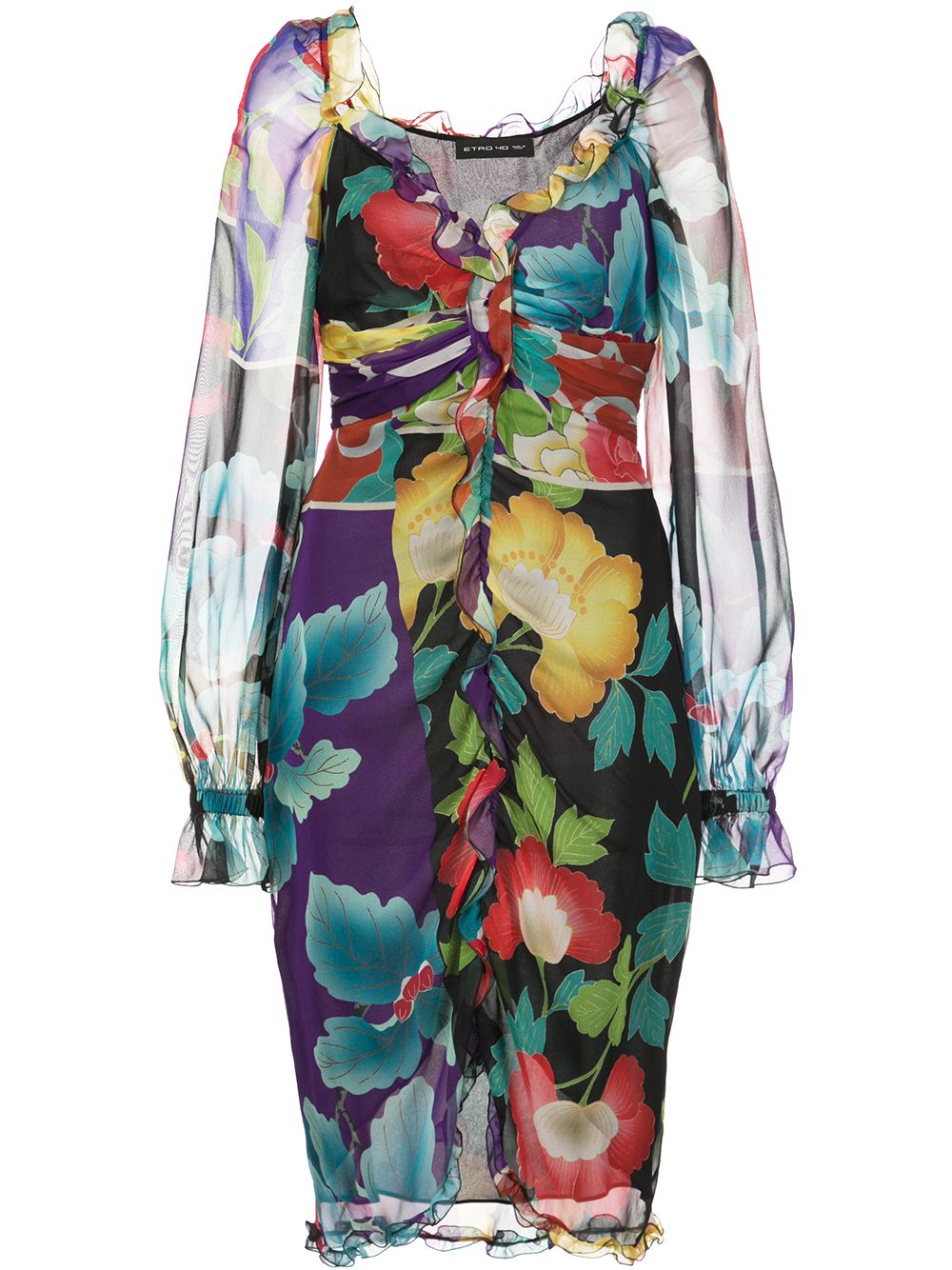 Etro Panelled Floral-print Dress In Multicolour