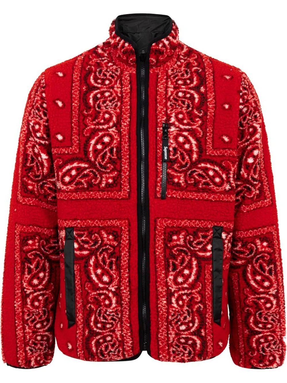 Supreme Reversible Bandana Fleece Jacket Red Herren - FW19 - DE