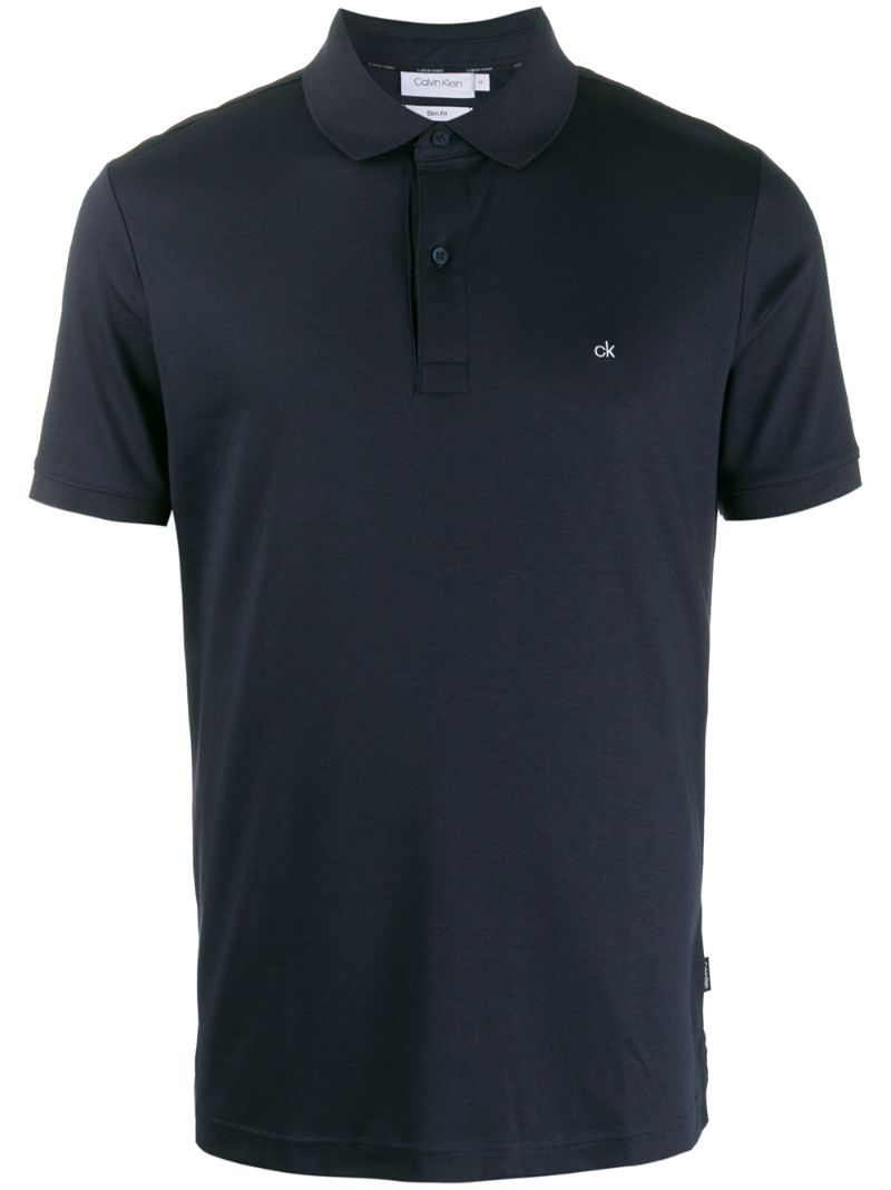 Calvin Klein Logo Embroidered Polo Shirt In Blue