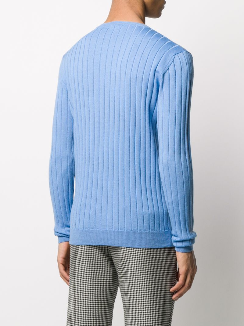 Shop Barena Venezia Knitted Ribbed Jumper In Blue