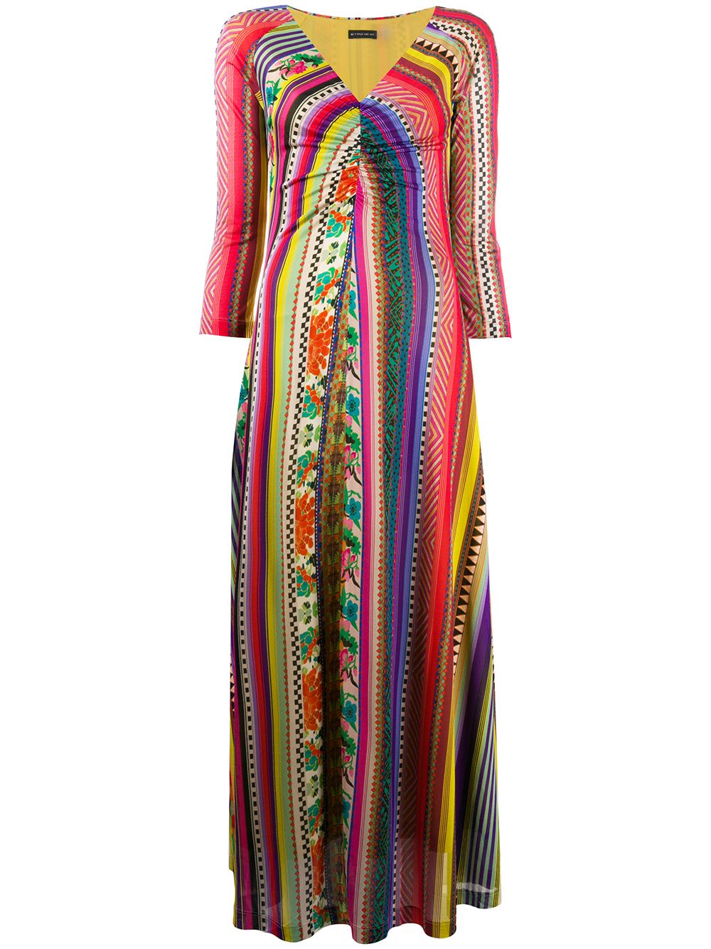фото Etro полосатое платье макси с v-образным вырезом