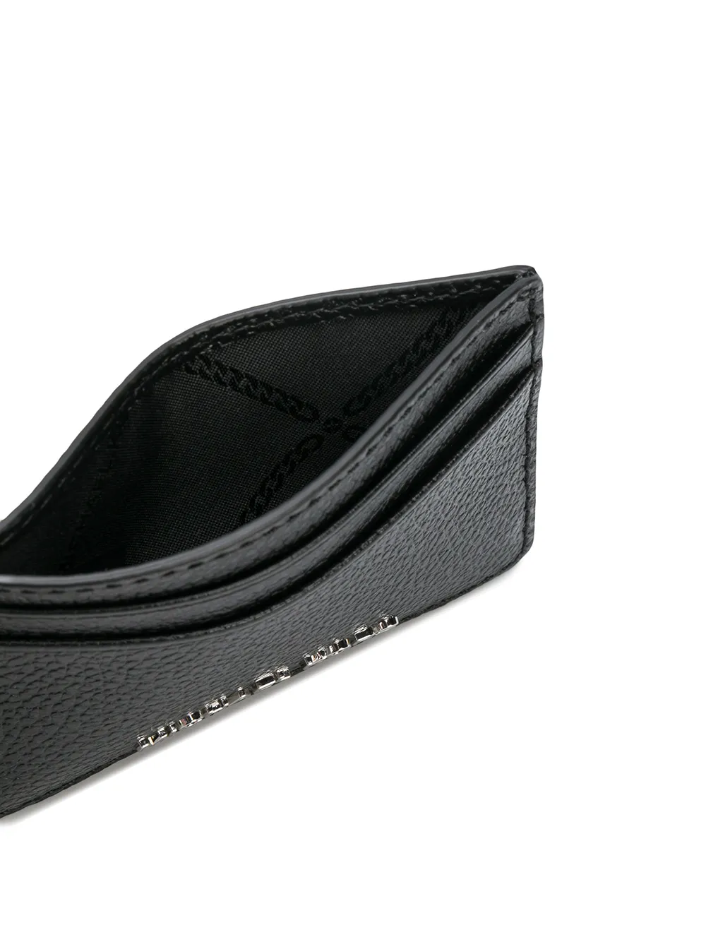  Michael Kors Logo Embossed Grained Leather Cardholder - Black 