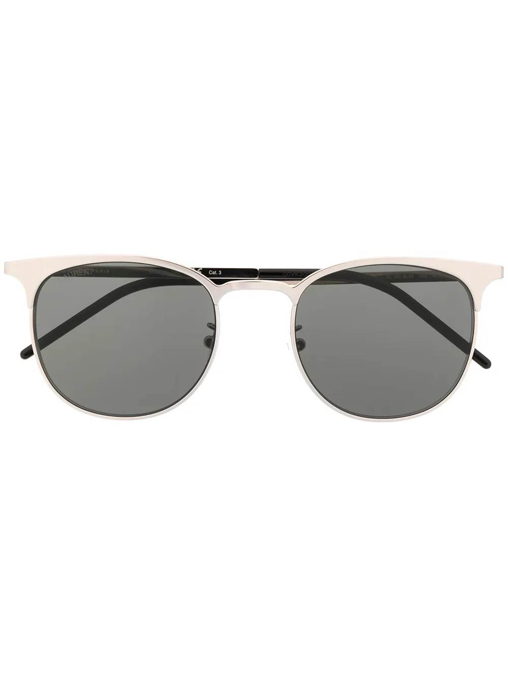 Saint Laurent Sl350 Slim Soft-round Sunglasses In 银色