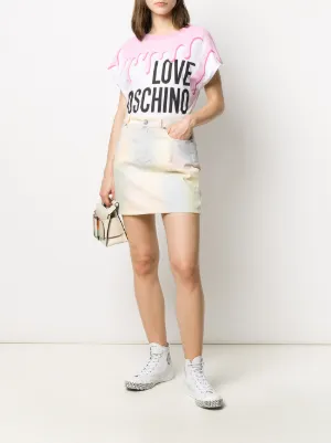 78 Denim Womens Crew Neck Peach Color With Dripping Label