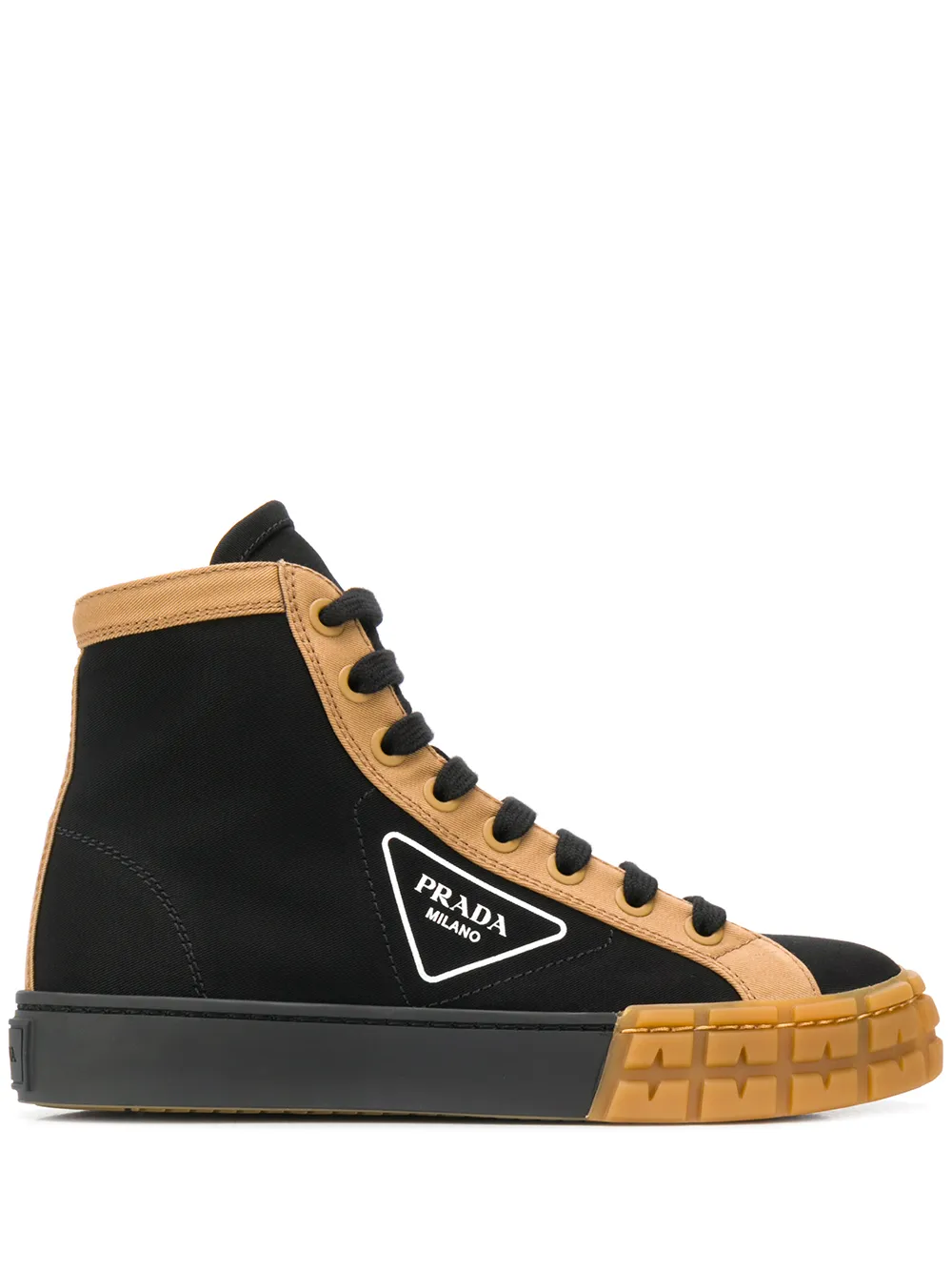 Prada High-top-sneakers Mit Logo In Black