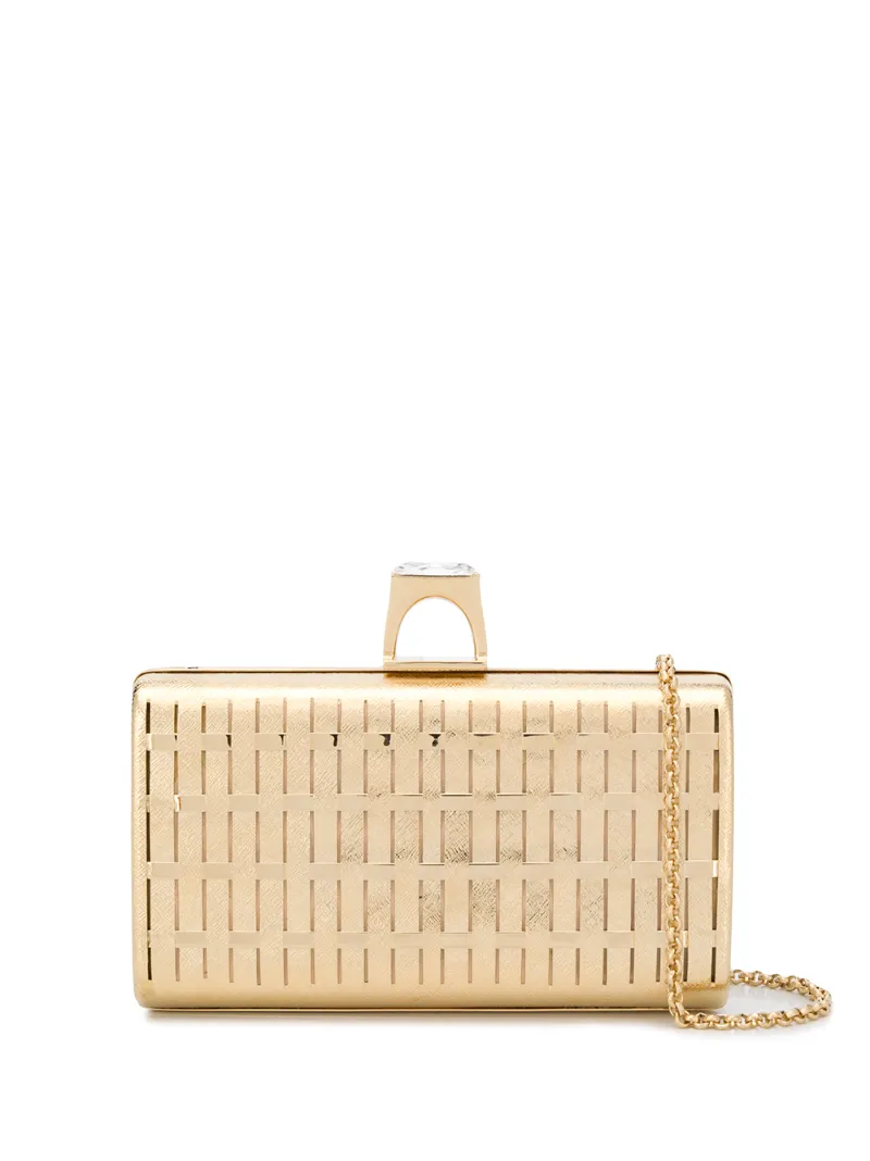 gold woven clutch bag
