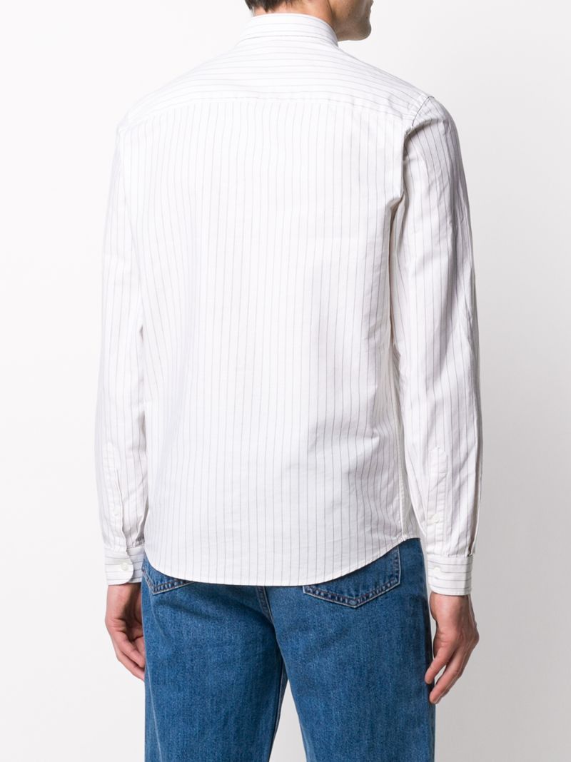 AMI ALEXANDRE MATTIUSSI LOGO PATCH STRIPED SHIRT 