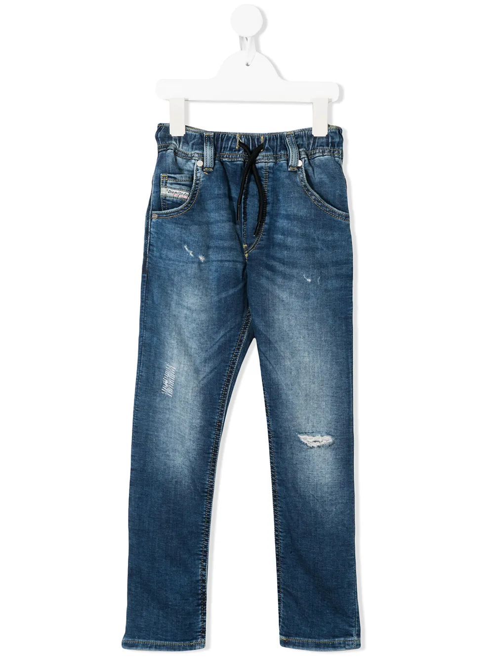 Shop Diesel Mid Rise Drawstring Jeans In Blue