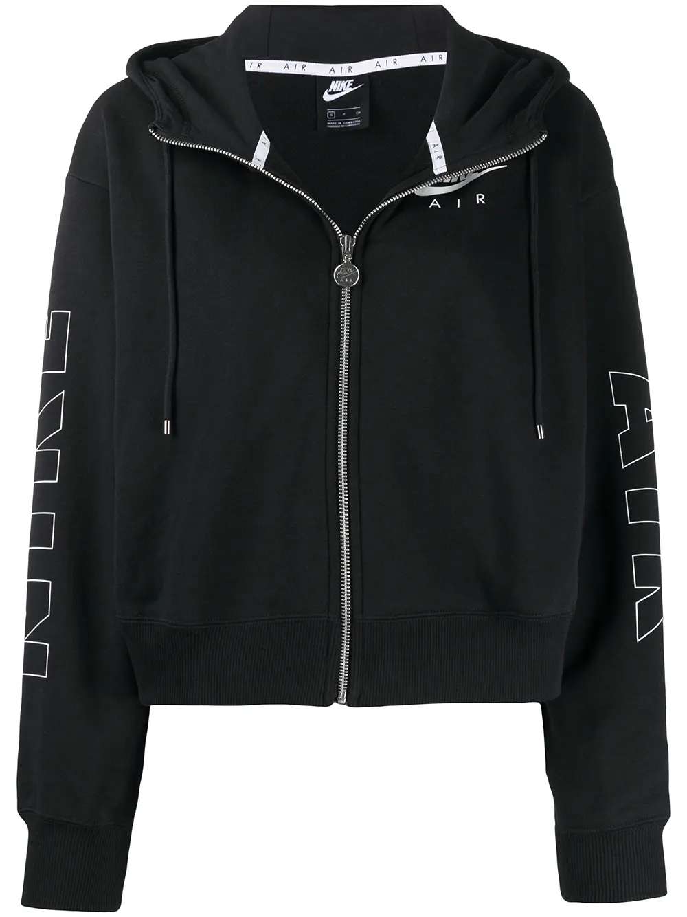 Nike Logo Print Zipped Hoodie In Black