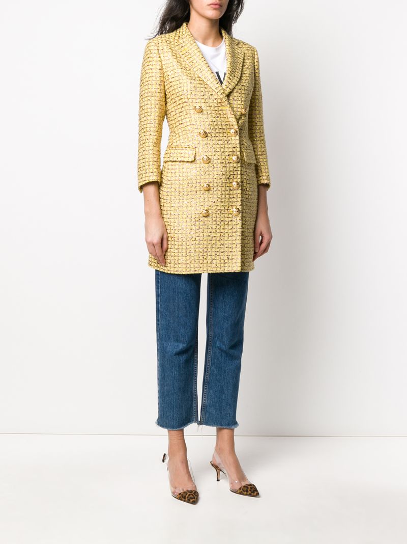 Shop Tagliatore Annabelle Tweed Coat In Yellow