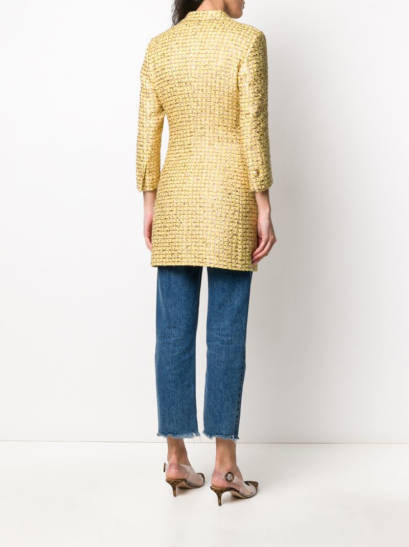 Shop Tagliatore Annabelle Tweed Coat In Yellow