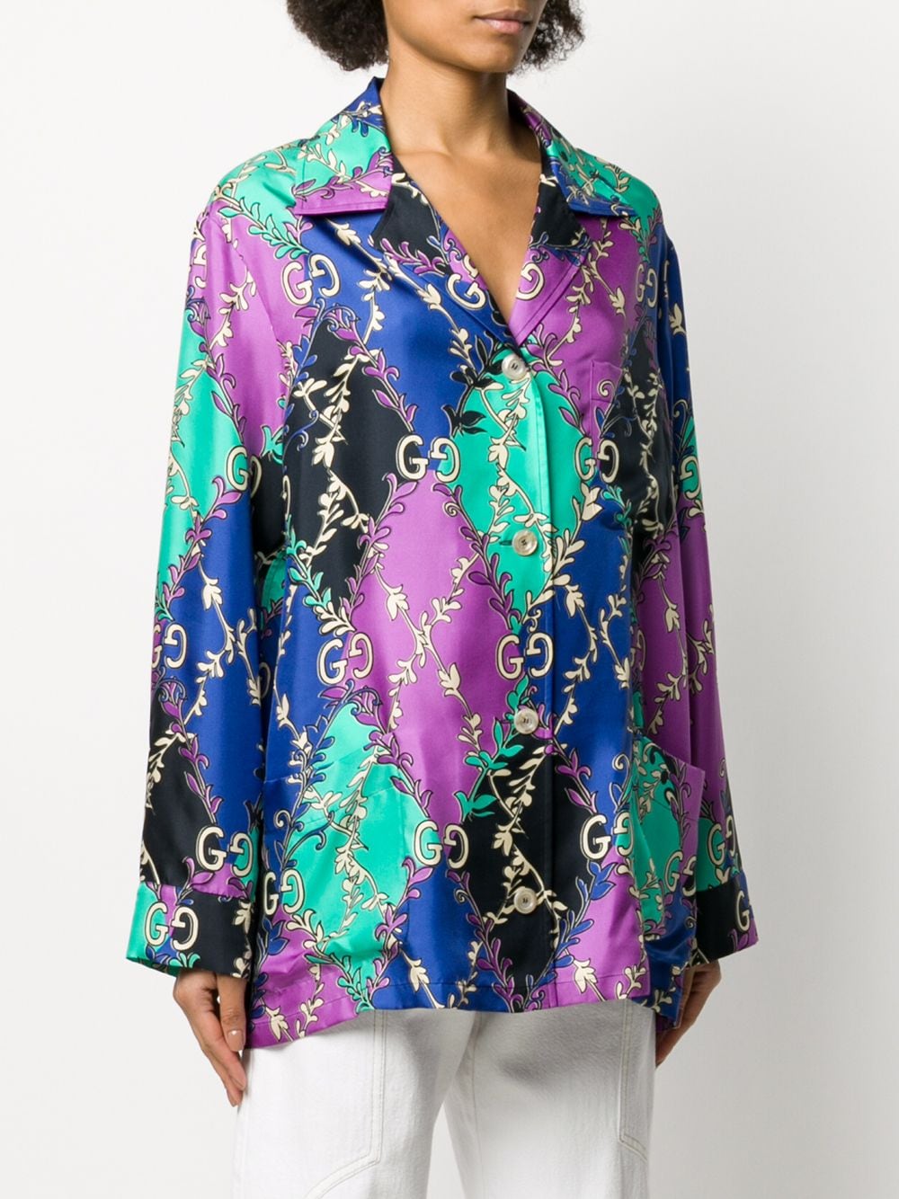 фото Gucci рубашка в ромб с логотипом gg