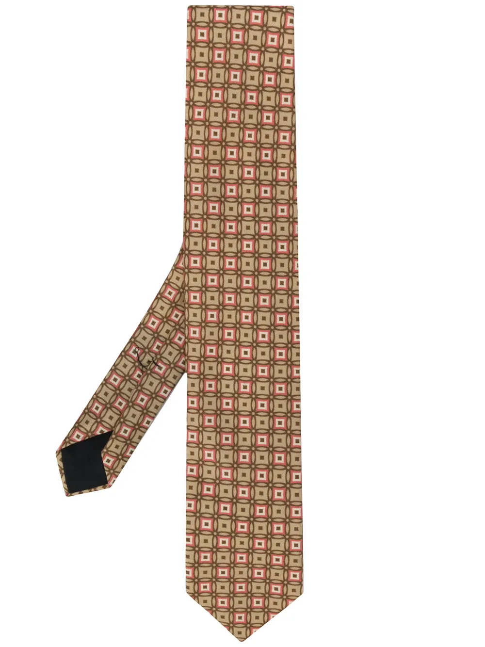 Lardini geometric print silk tie | Neutrals | Image 1