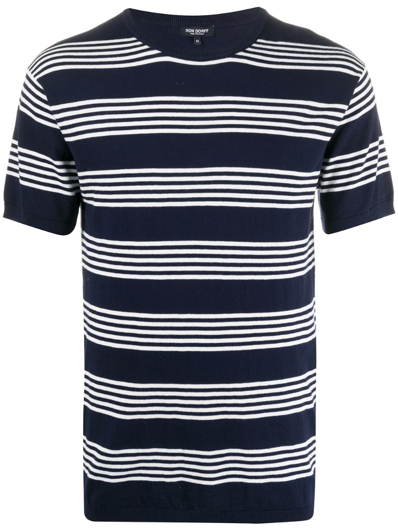 Ron Dorff Striped Knit T-shirt In Blue