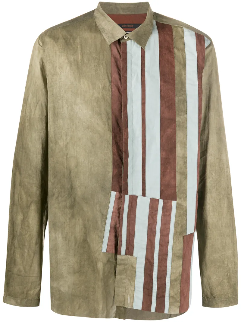 ZIGGY CHEN STRIPED PRINT ASYMMETRIC SHIRT