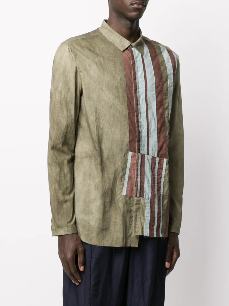 ZIGGY CHEN STRIPED PRINT ASYMMETRIC SHIRT