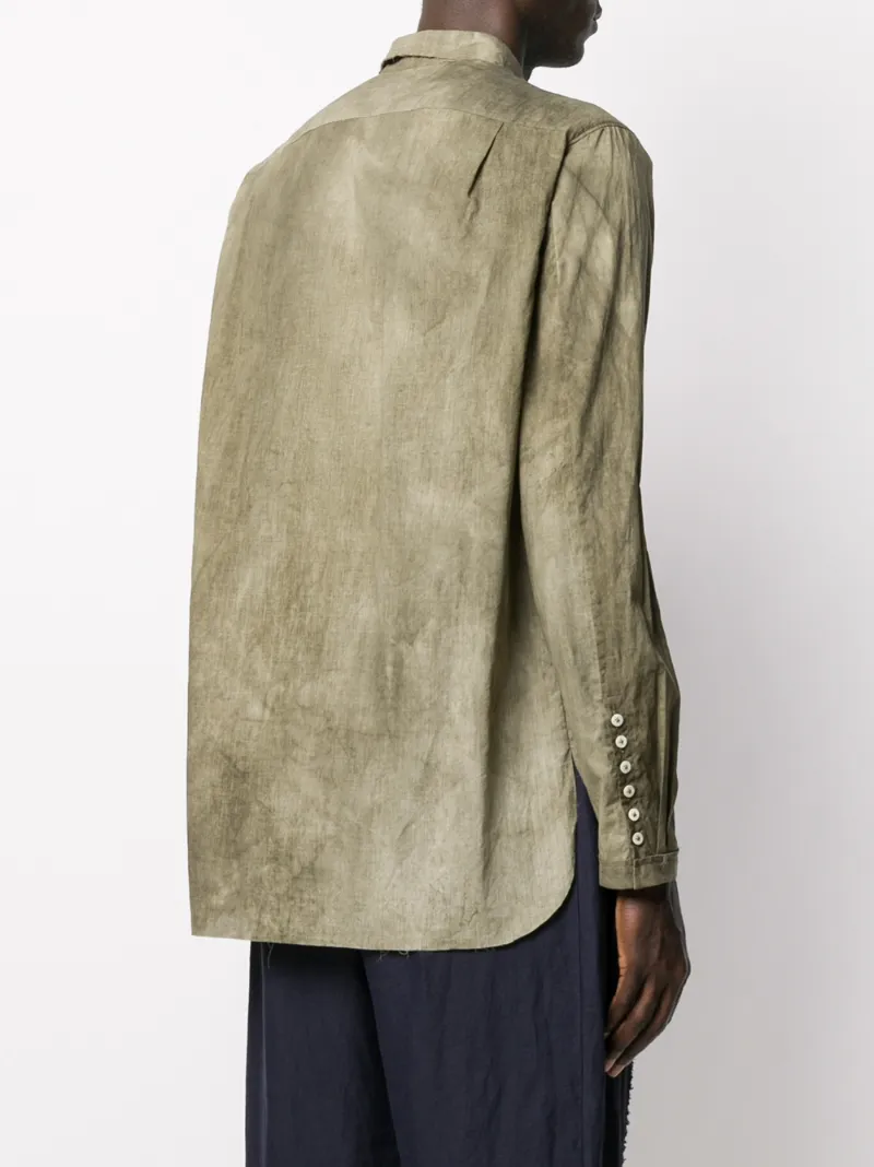 ZIGGY CHEN STRIPED PRINT ASYMMETRIC SHIRT