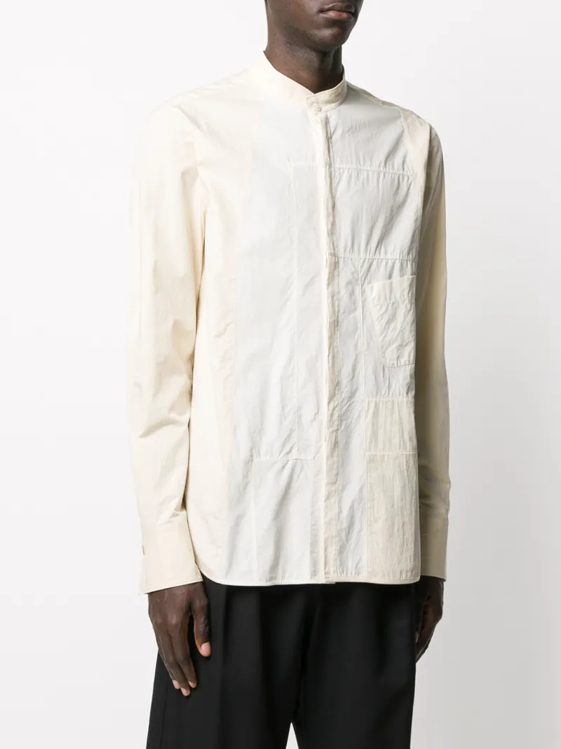 Shop Ziggy Chen Contrasting Panel Shirt In Neutrals