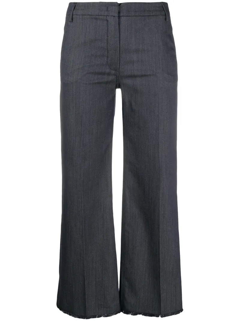 Blanca Vita Raw-hem Cropped Trousers In Blue
