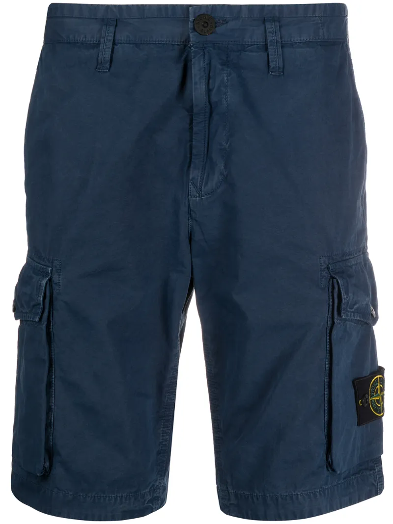 Stone Island Logo Patch Deck Shorts In Blue