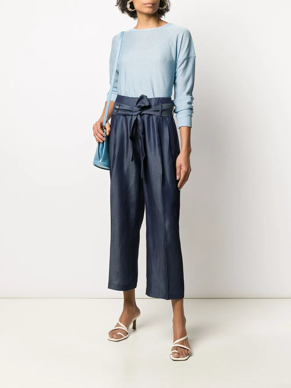 tie waist cropped trousers