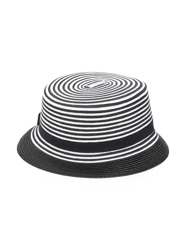 black and white striped sun hat