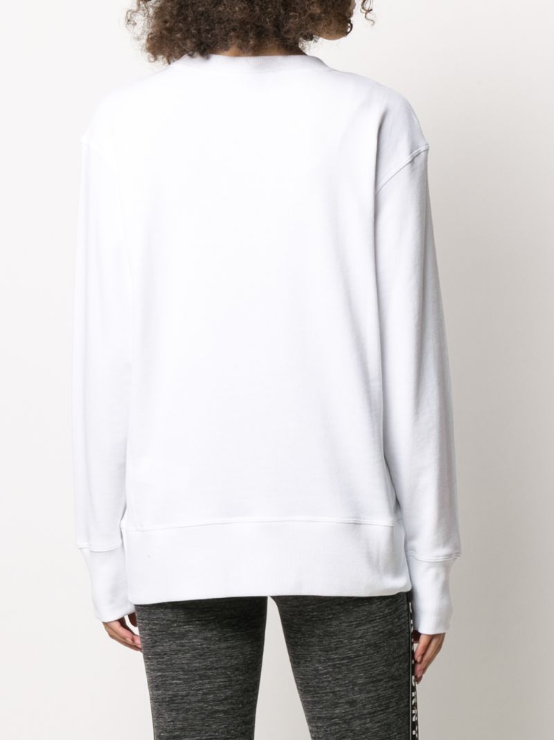 Shop Dkny Embroidered Logo Crew-neck Sweatshirt In White