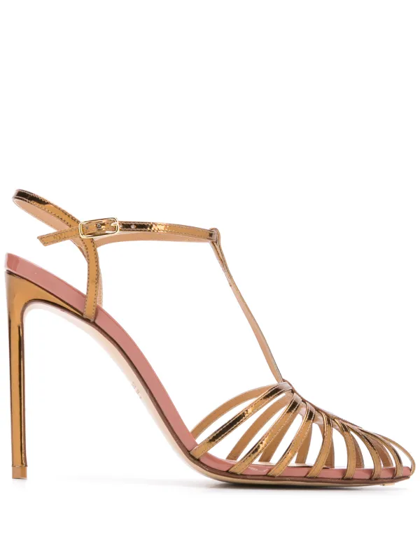 gold strappy stilettos