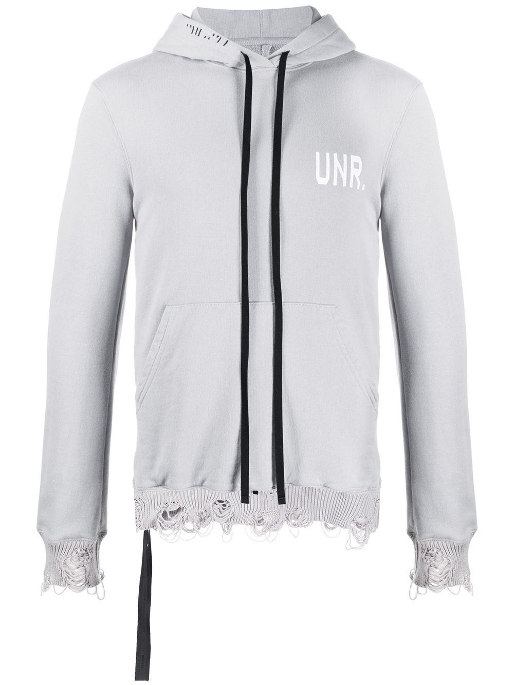 Shop Ben Taverniti Unravel Project Logo-print Distressed-effect Hoodie In Grey