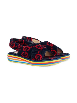 Gucci Kids GG terry cloth sandals blue 