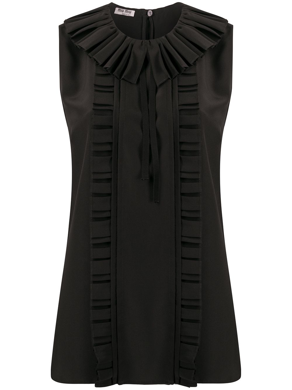 Miu Miu Ruffled Neck Blouse In Schwarz